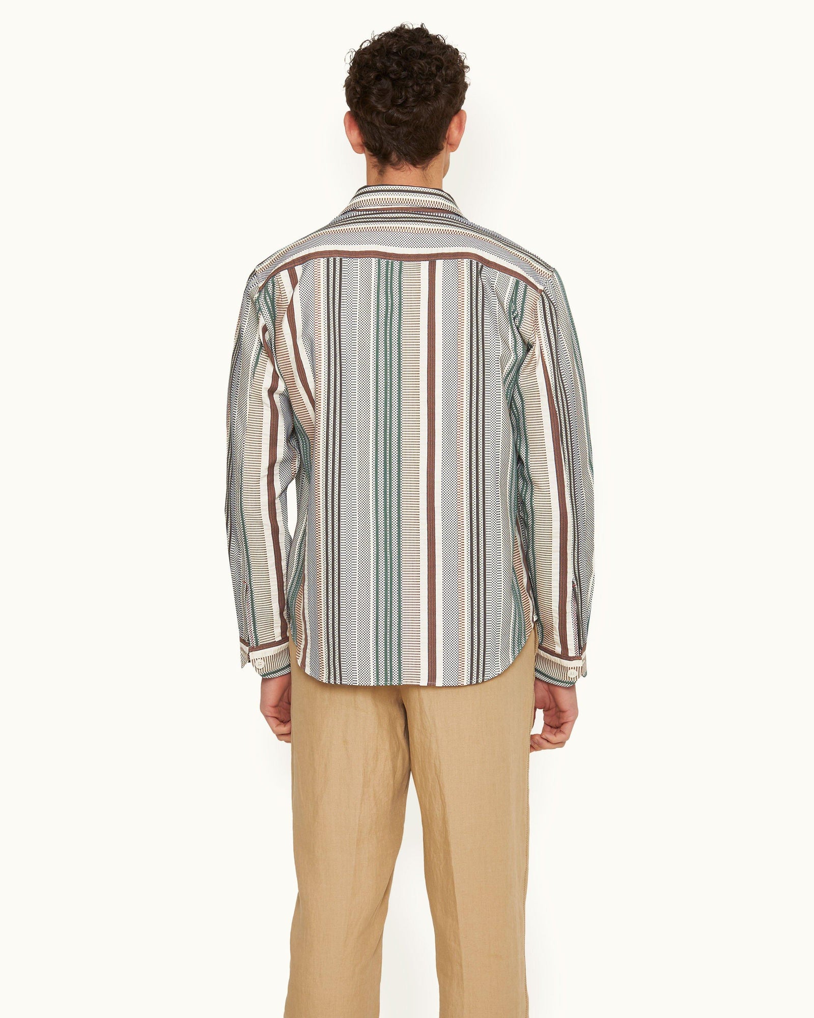 Barkley Jacquard Stripe Cotton Resort Overshirt Woven In Italy, Multicolour | Multi