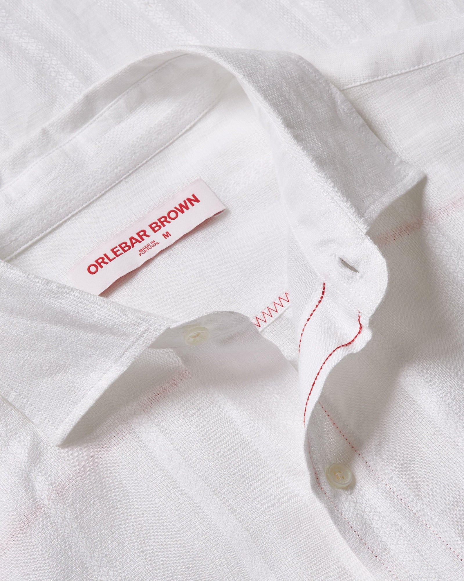 Tonal Waffle Stripe Linen Resort Overshirt Woven In Italy in White colour | White