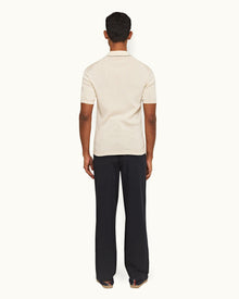 Night Iris Easy Fit Single Pleat Laundered Cotton Trousers | Night Iris