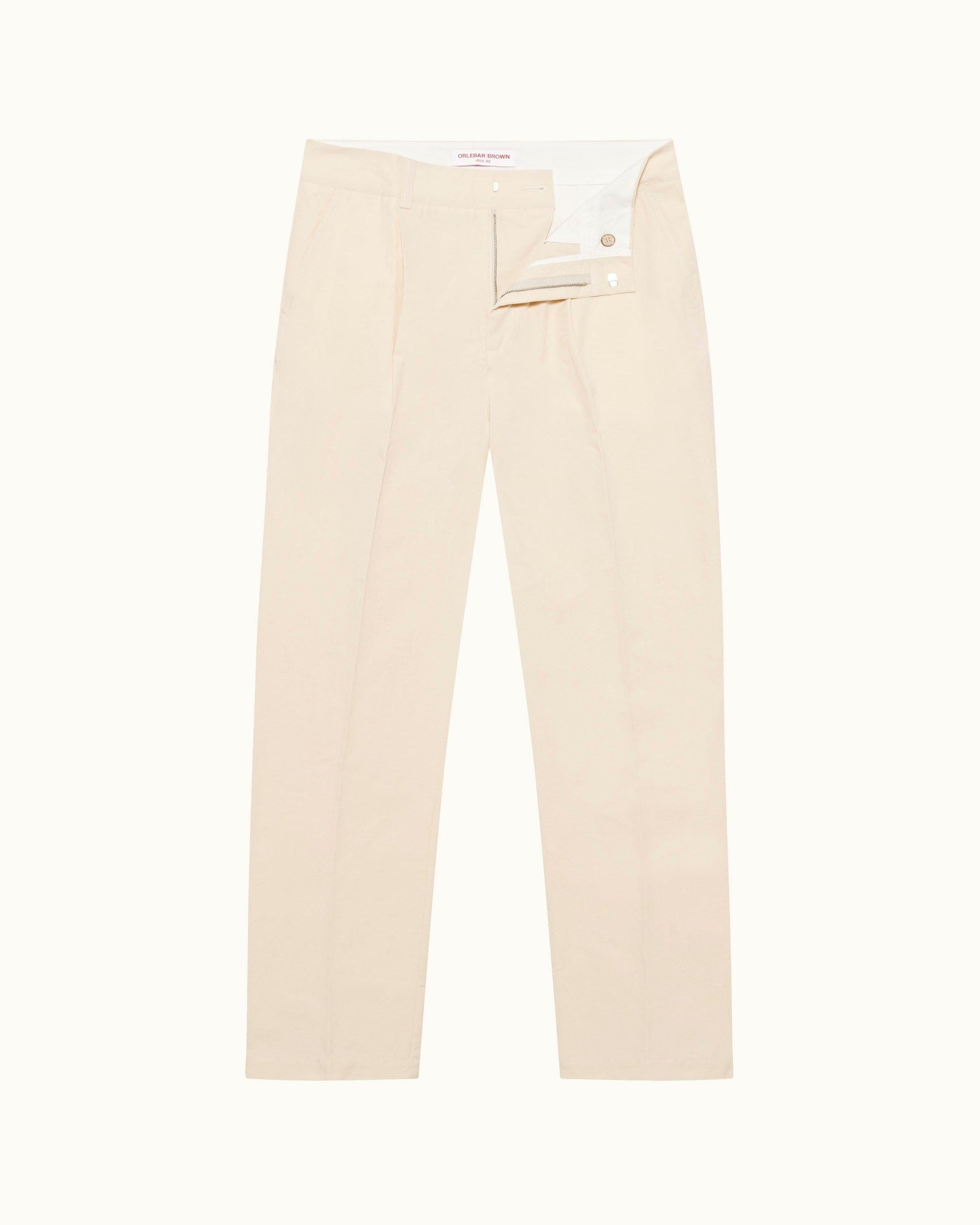 White Sand Relaxed Fit Laundered Cotton Canvas Trousers | White Sand