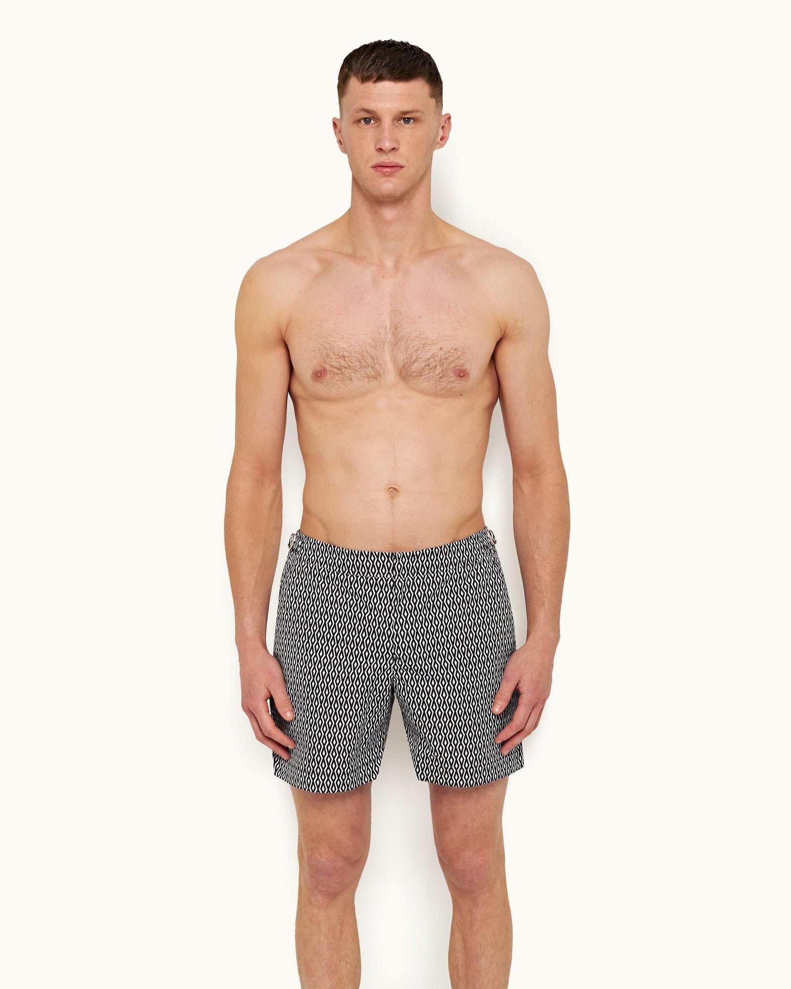 Night Iris/White Alado Geometric Print Mid-Length Swim Shorts | Night Iris/White