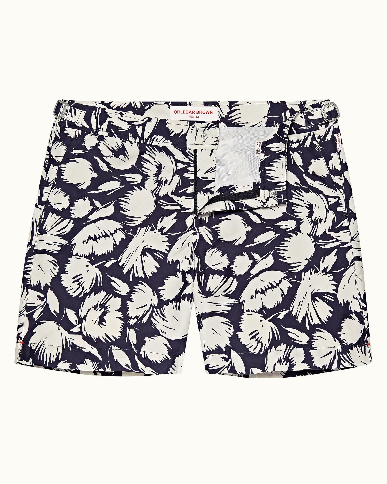 Bulldog Navy/White Sand Mid-Length Floral Swim Shorts | Navy/White Sand
