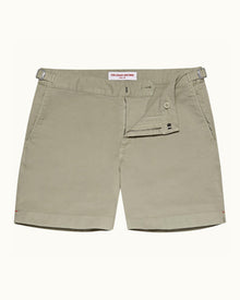 Cliff Grey Mid-Length Cotton Twill Shorts | Cliff Grey