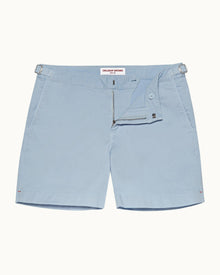 Ice Blue Mid-Length Cotton Twill Shorts | Ice Blue