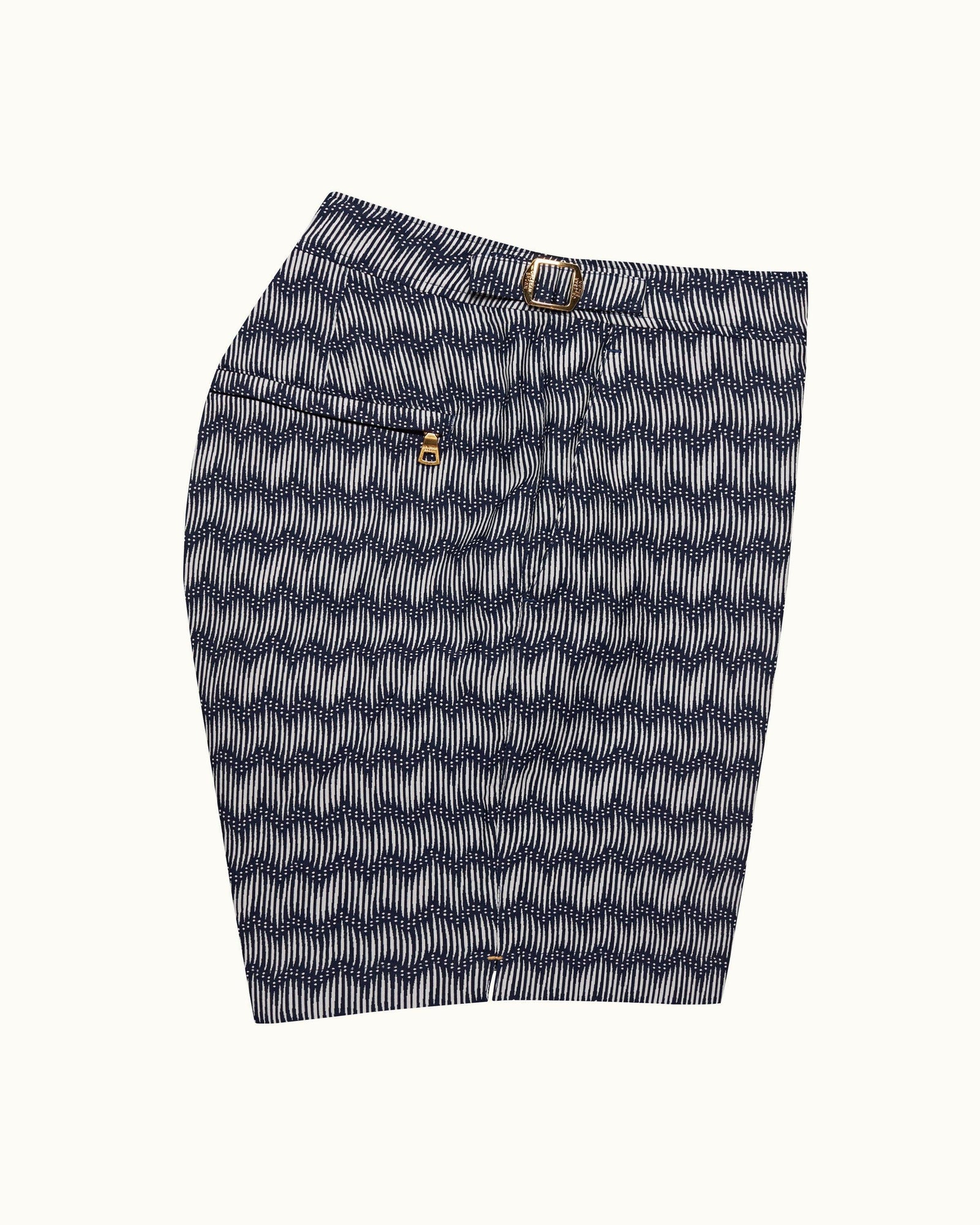 Night Iris/White Jacquard Chevron Mid-Length Swim Shorts | Night Iris/White