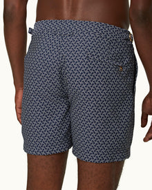 Bulldog Night Iris/White Sand Geometric Orb Jacquard Mid-Length Swim Shorts | Night Iris/White Sand