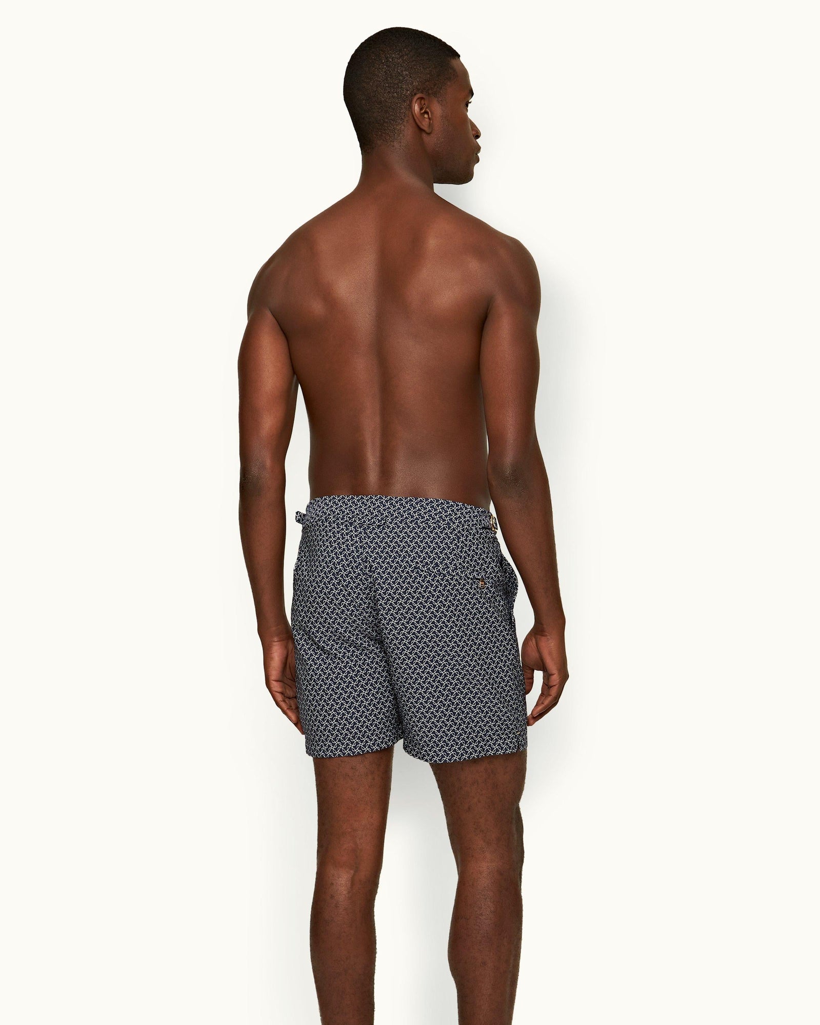 Bulldog Night Iris/White Sand Geometric Orb Jacquard Mid-Length Swim Shorts | Night Iris/White Sand