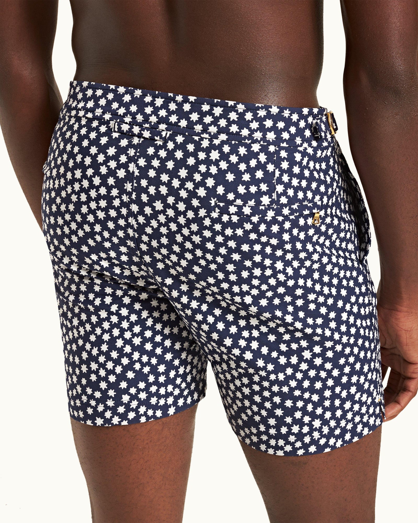 Bulldog Jacquard Star Jacquard Mid-Length Swim Shorts In Night Iris Blue | Night Iris