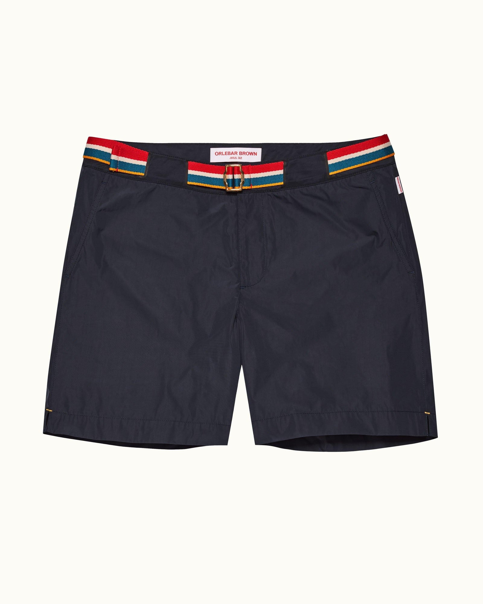 Night Iris O.B Stripe Belt Mid-Length Swim Shorts | Night Iris