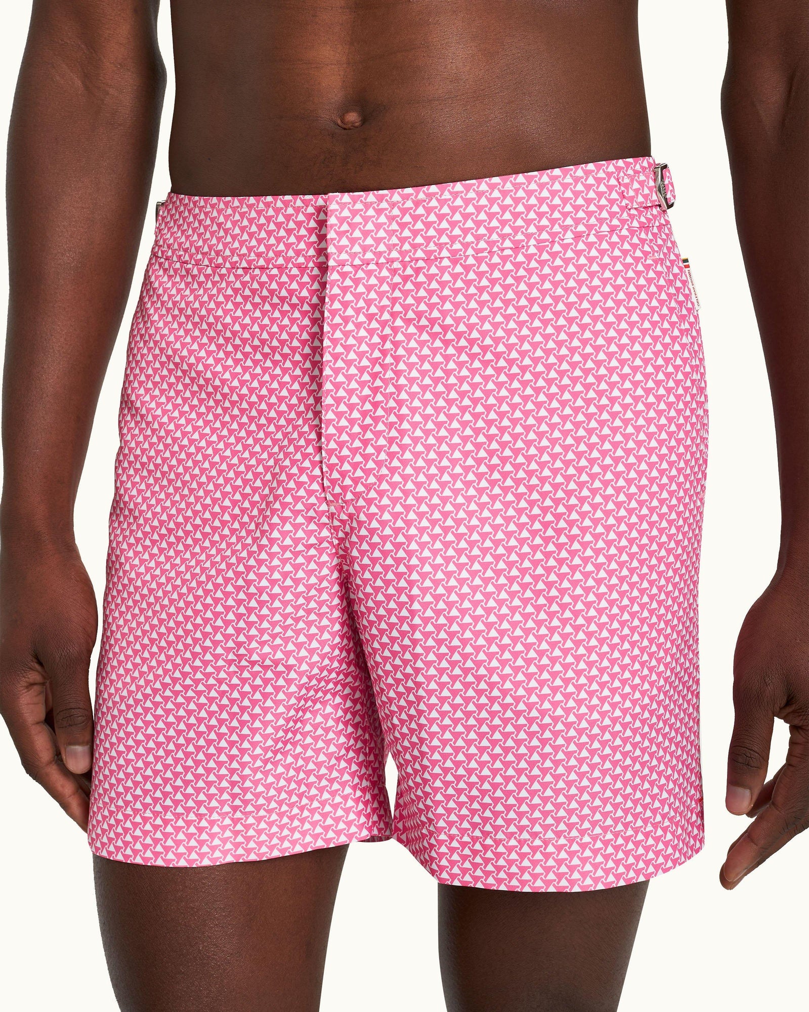 Pax Print Mid-Length Swim Shorts Woven In France in Wham colour | Wham