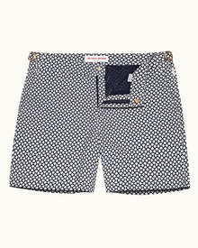 White Sand/Night Iris Jacquard Gila Mid-Length Swim Shorts | White Sand/Night Iris