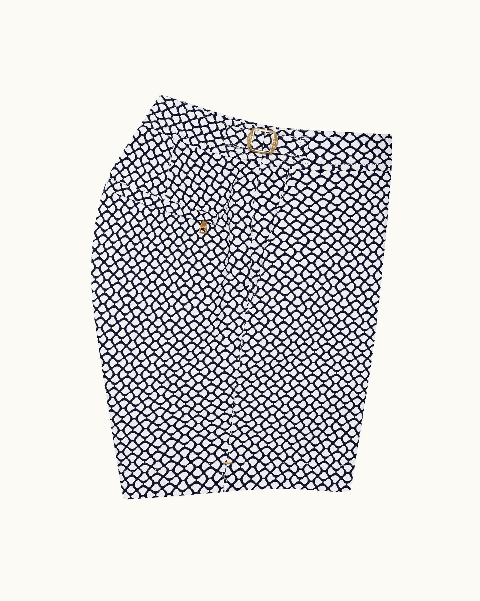 White Sand/Night Iris Jacquard Gila Mid-Length Swim Shorts | White Sand/Night Iris