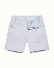 Cornell Linen Light Island Sky Tailored Fit Washed Linen Drawcord Shorts | Light Island Sky