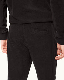 Black Mixed Texture Towelling Sweatpants | Black