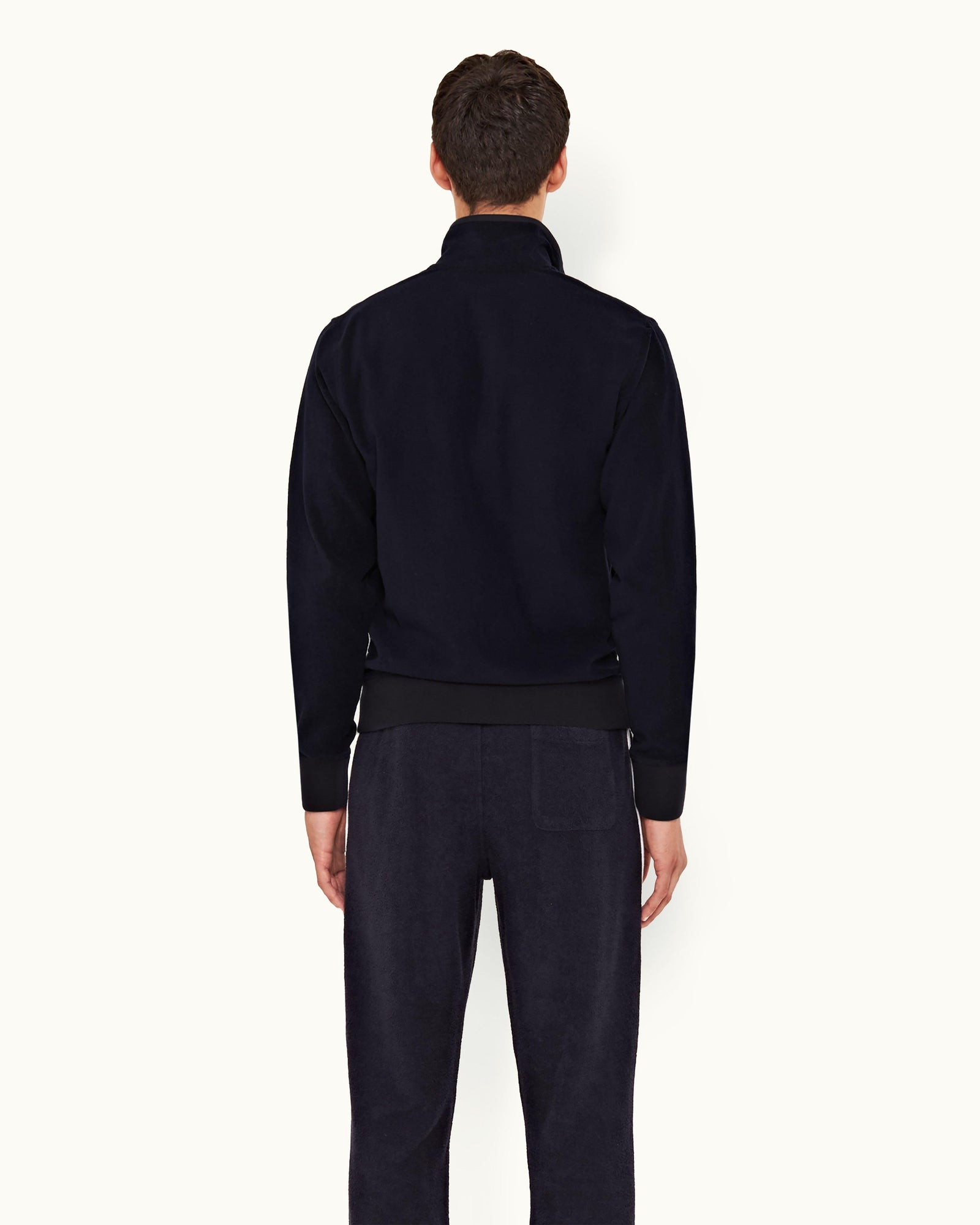 Night Iris Zip-Thru Contrast Binding Double-Faced Towelling Sweatshirt | Night Iris