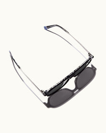 Estoril Black/Shiny Steel Double Bridge Sunglasses | Black/Shiny Steel