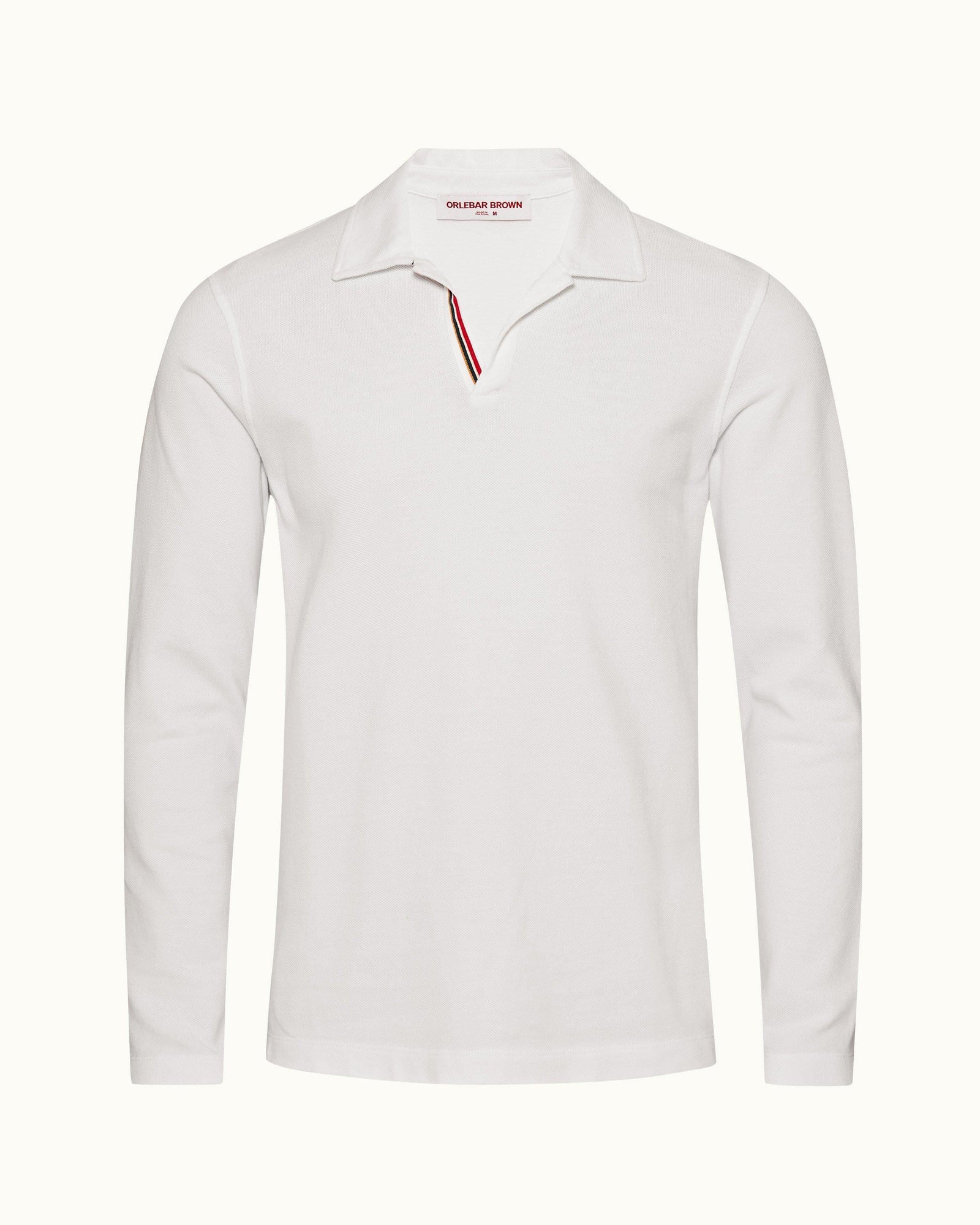 Felix White O.B Stripe Tape Cotton Pique Polo Shirt | White