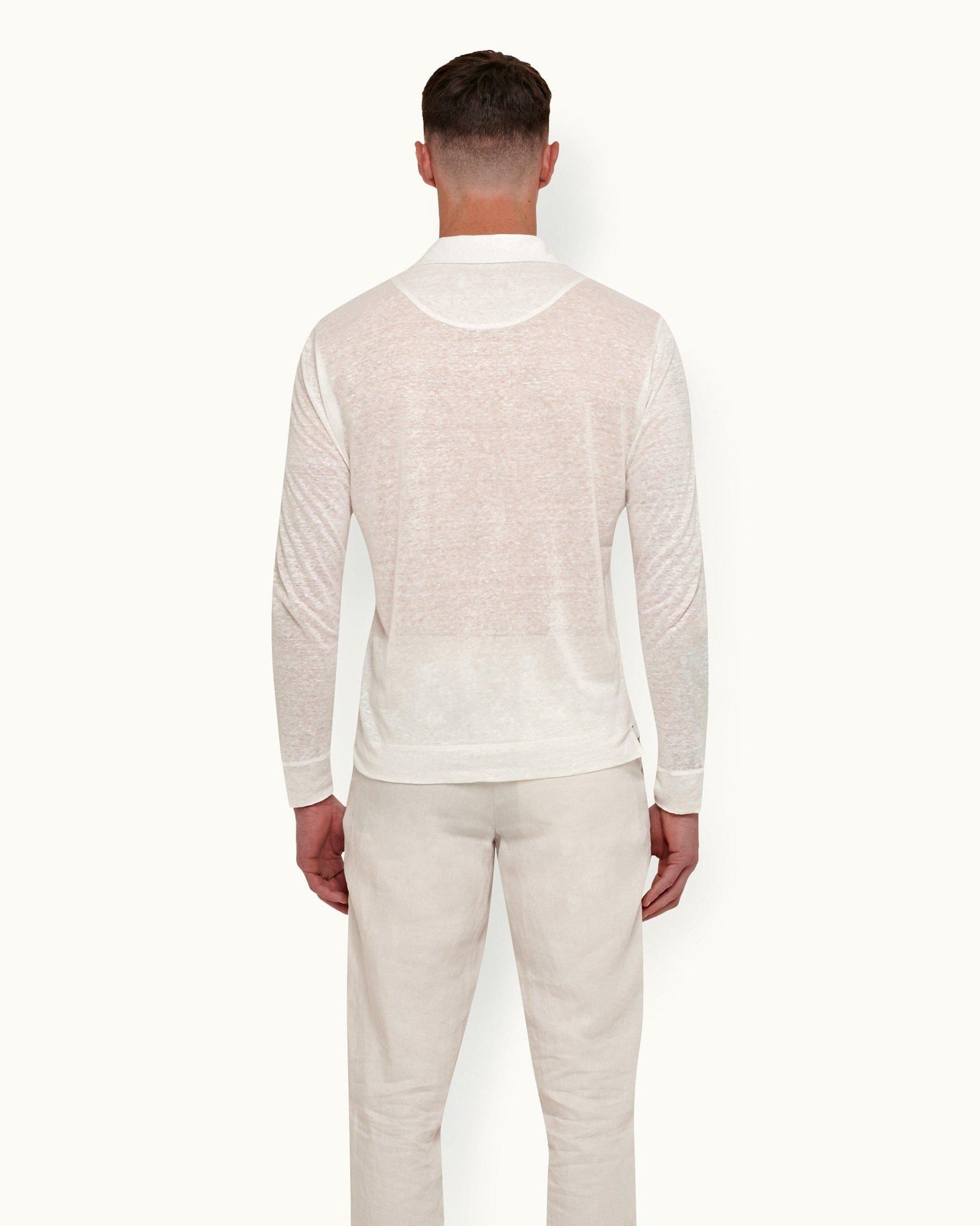 White Sand Resort Collar Long-Sleeve Polo Shirt | White Sand