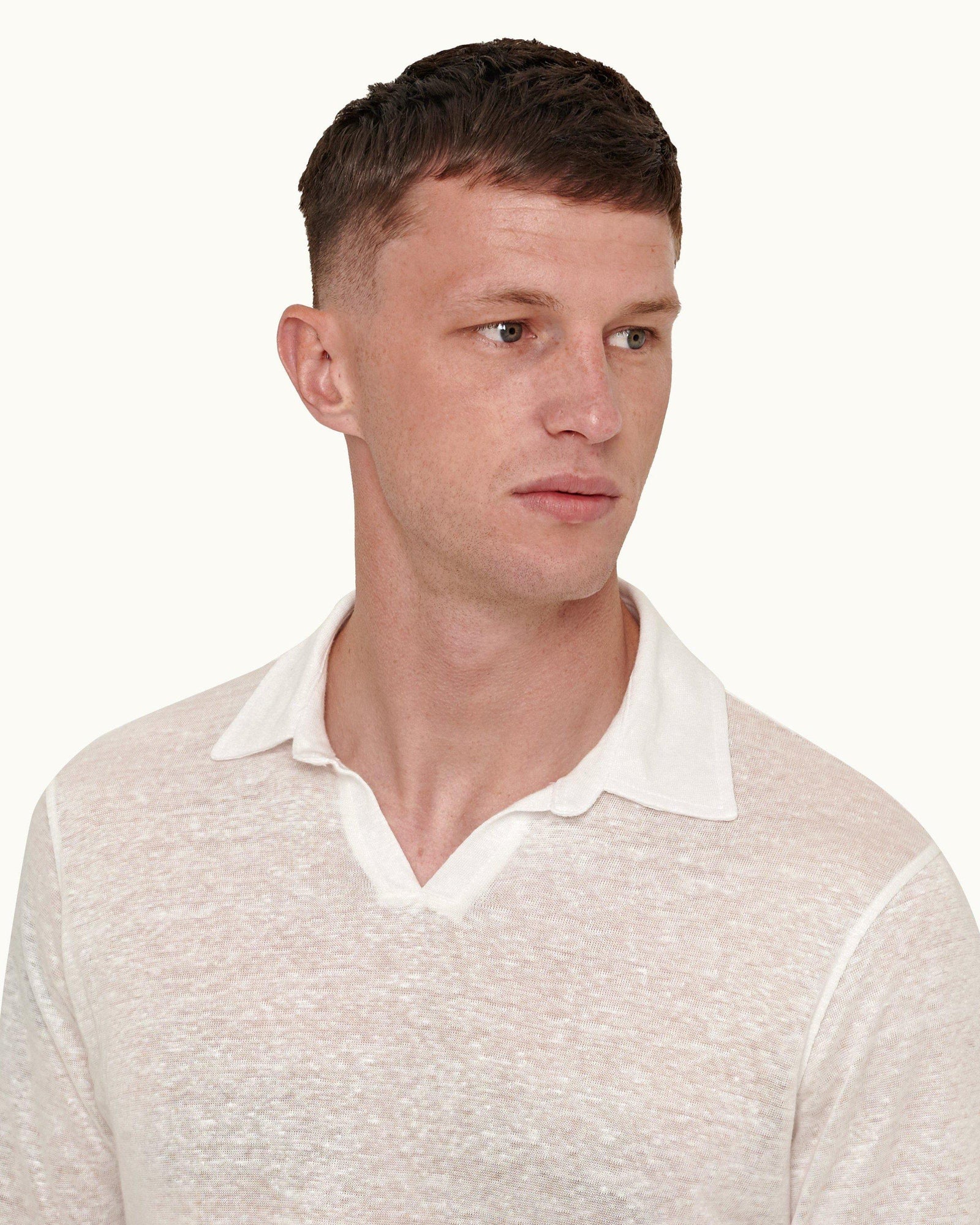 White Sand Resort Collar Long-Sleeve Polo Shirt | White Sand