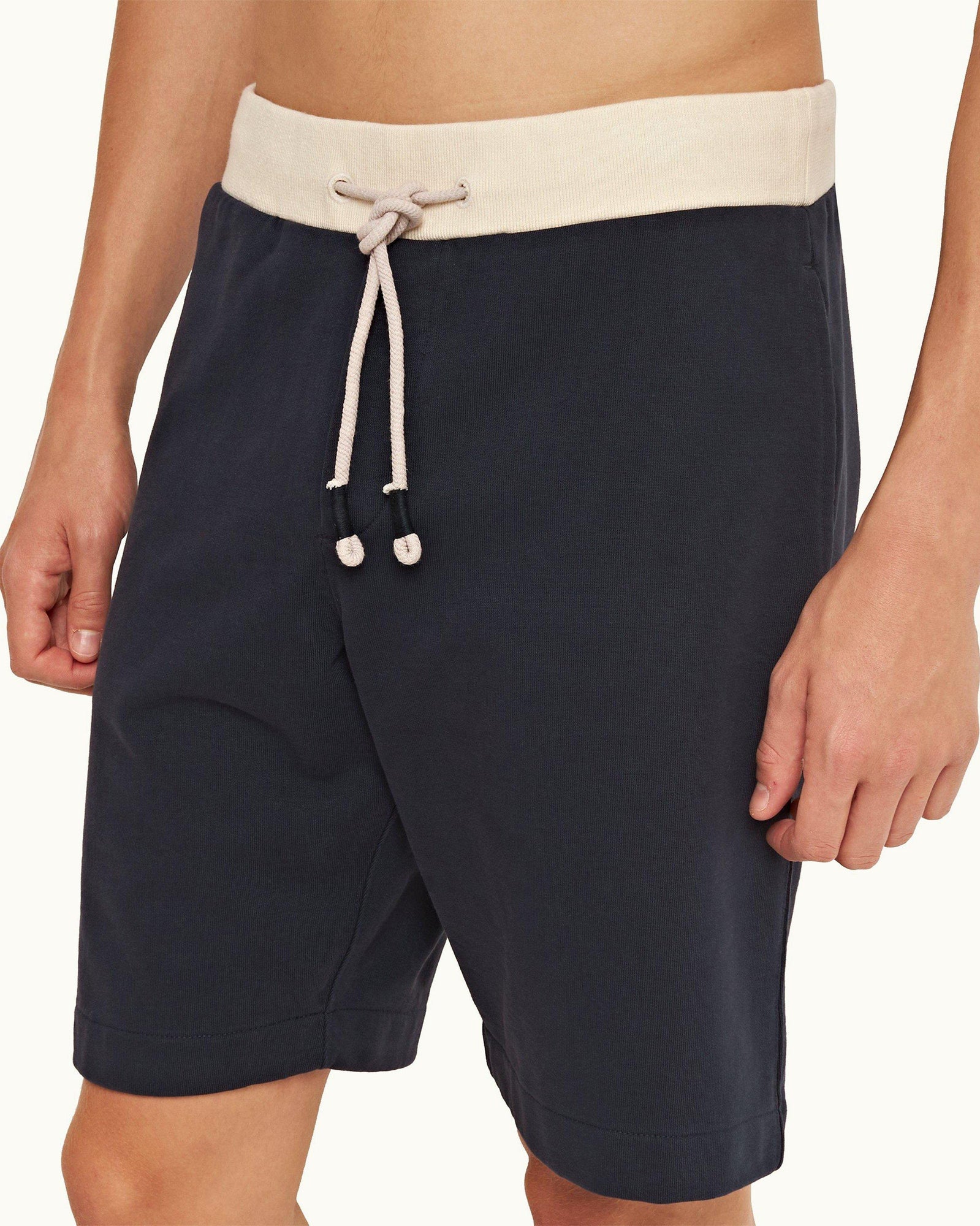 Night Iris Contrast Classic Fit Washed Organic Cotton Sweat Shorts | Night Iris