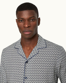 Perez Print Capri Collar Resort-Style Shirt Woven In Italy in Chai colour | Chai