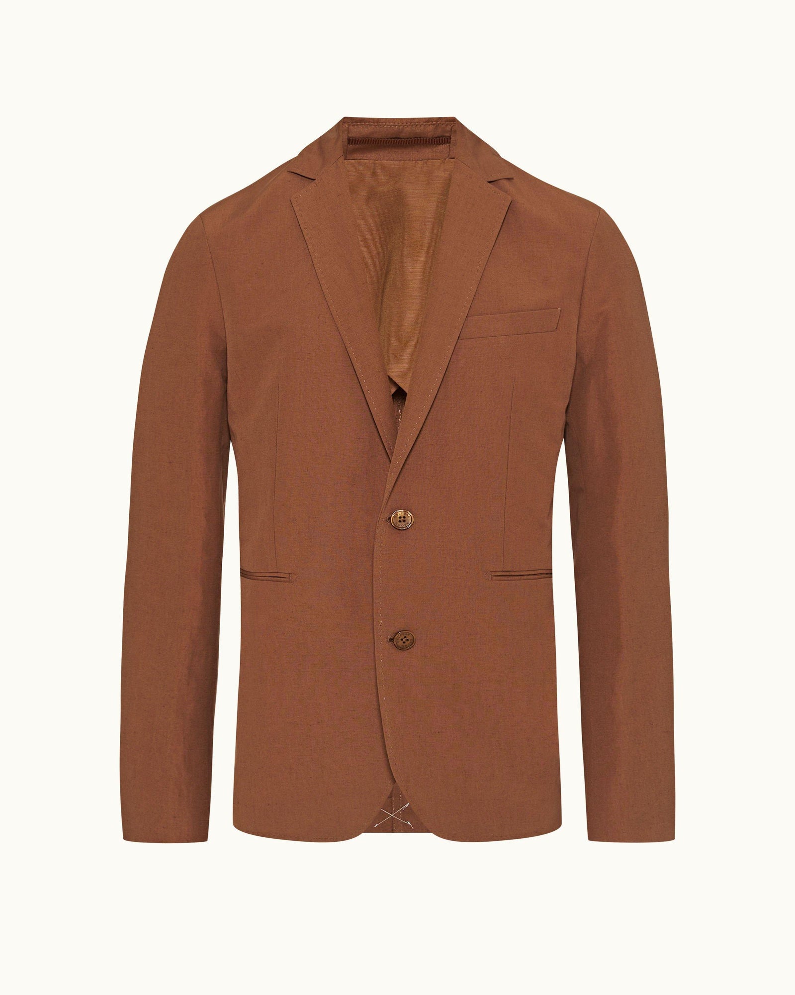 Tailored Fit, Italian Made, Two-Button Unstructured Blazer in Cinnamon Coffee | Cinnamon Coffee