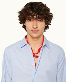 Ice Blue/White Classic Collar Stitch End On End Shirt | Ice Blue/White