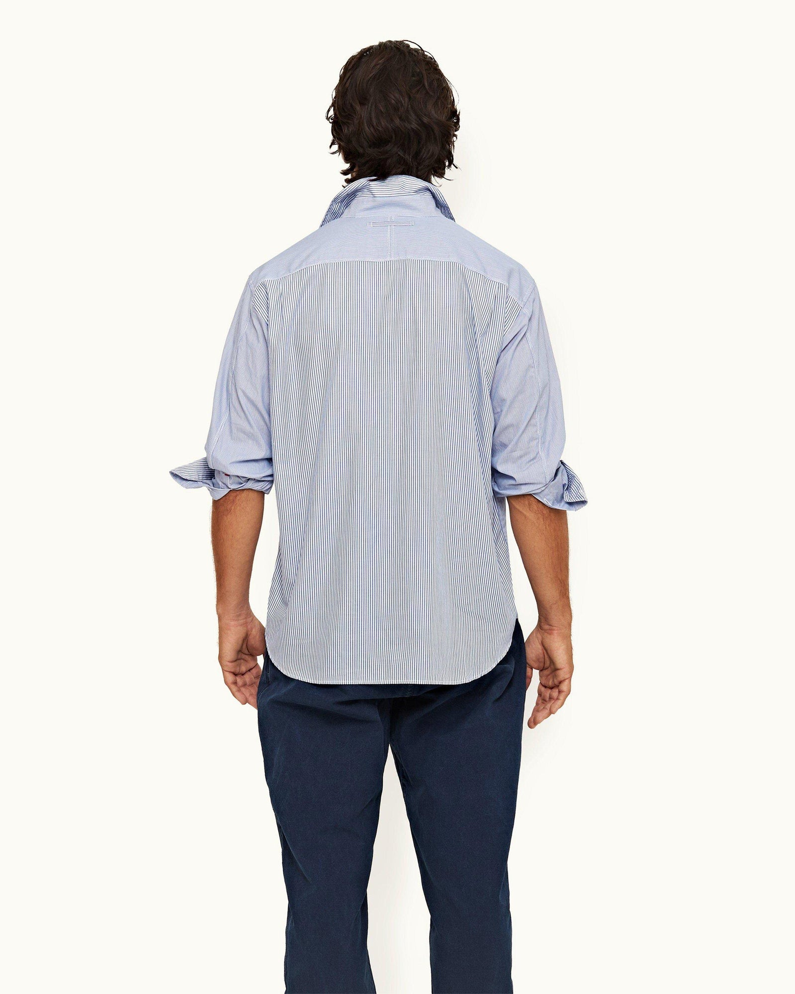 Signal Blue/White Classic Stripe Easy Fit Cotton Shirt | Signal Blue/White