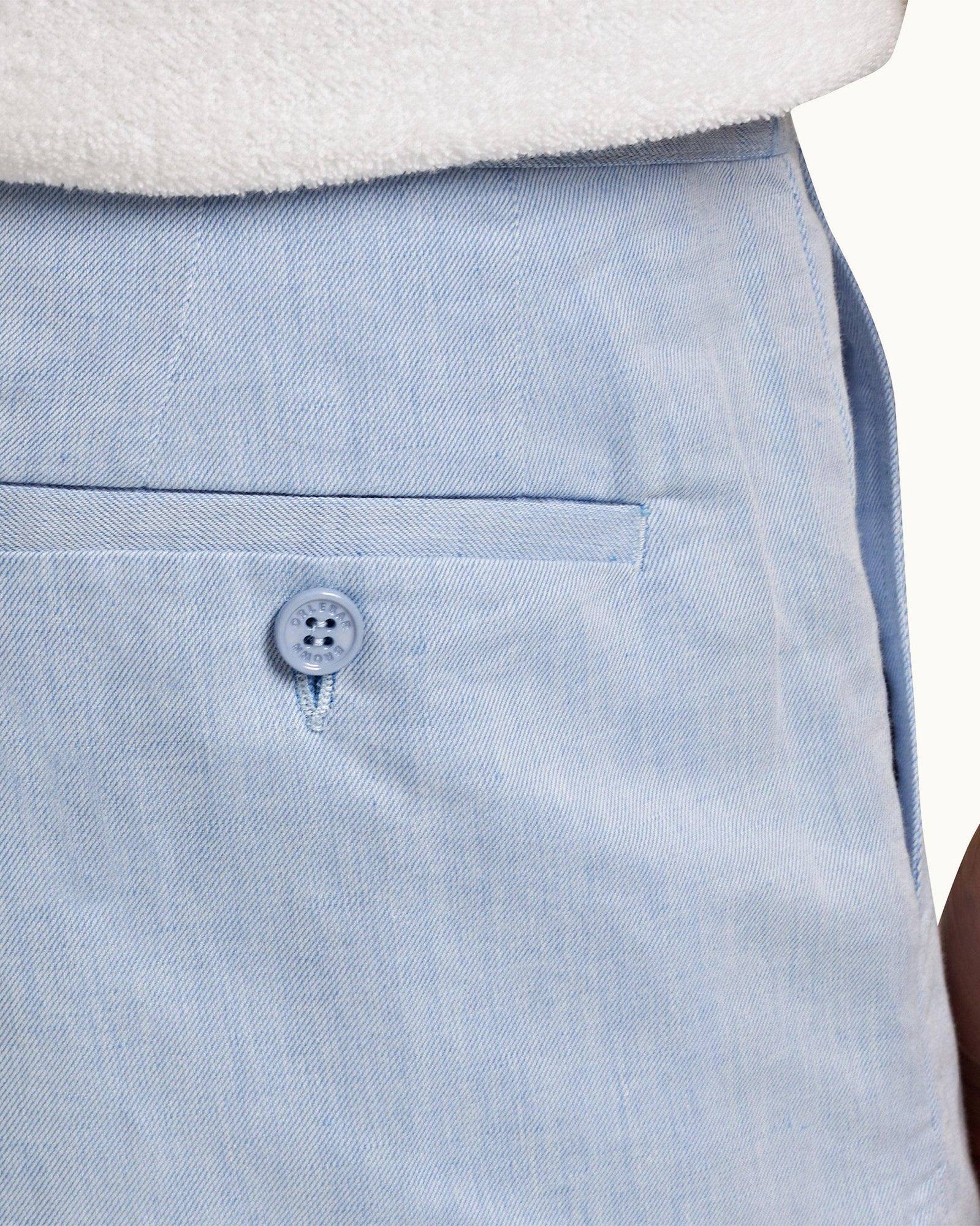 Harrop Light Blue Two-Tone Effect Tailored Fit Cotton-Linen Shorts | Light Blue