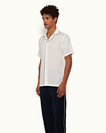 Cloud Capri Collar Contrast Piping Linen Shirt | Cloud