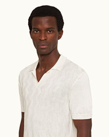 Sea Mist Tailored Fit Silk-Cotton Chevron Polo Shirt | Sea Mist