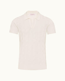 Sea Mist Tailored Fit Silk-Cotton Chevron Polo Shirt | Sea Mist