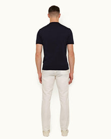 Horton Stripe Navy Tailored Fit Organic Cotton Polo Shirt | Navy