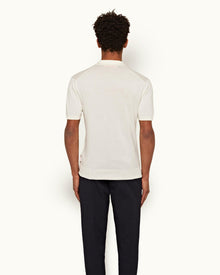 Horton Stripe White Sand Tailored Fit Organic Cotton Polo Shirt | White Sand