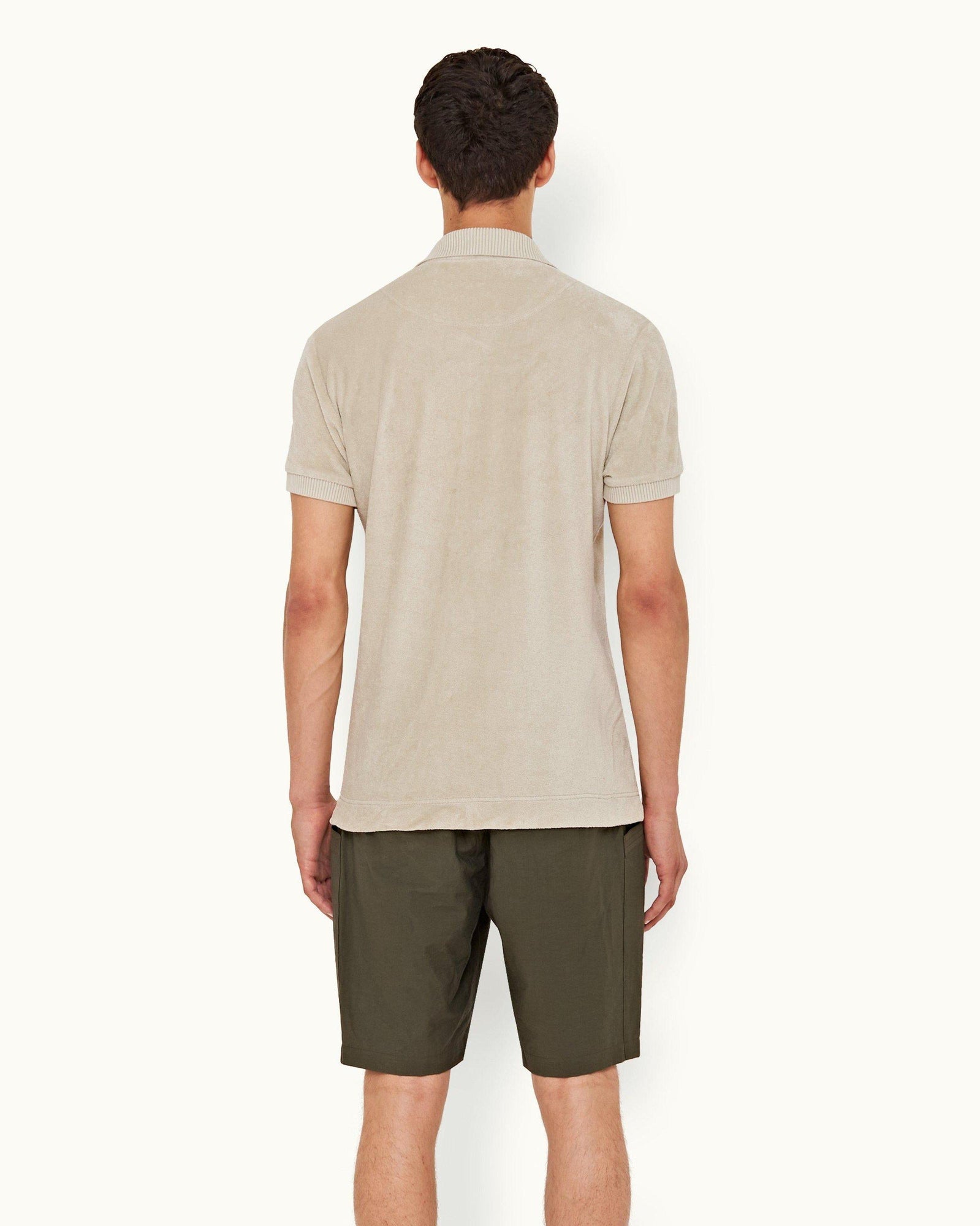 Parched Green Classic Fit Towelling Polo Shirt | Parched Green