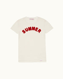 Kids | White Sand/Summer Red Kids Organic Cotton T-shirt | White Sand/Summer Red
