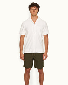 White Capri Collar Double-Faced Towelling Shirt | White