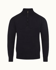 Night Iris Classic Fit Half-Zip Organic Cotton Jumper | Night Iris