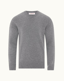 Grey Melange/Sea Mist Stripe Tipping Cashmere Jumper | Grey Melange/Sea Mist