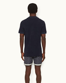 Night Iris Classic Fit Pique Cotton Towelling Polo Shirt | Night Iris