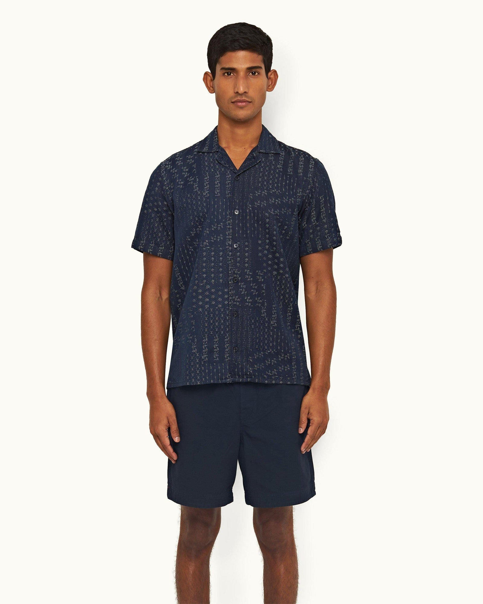 Night Iris Relaxed Fit Drawcord Stretch-Cotton Short | Night Iris