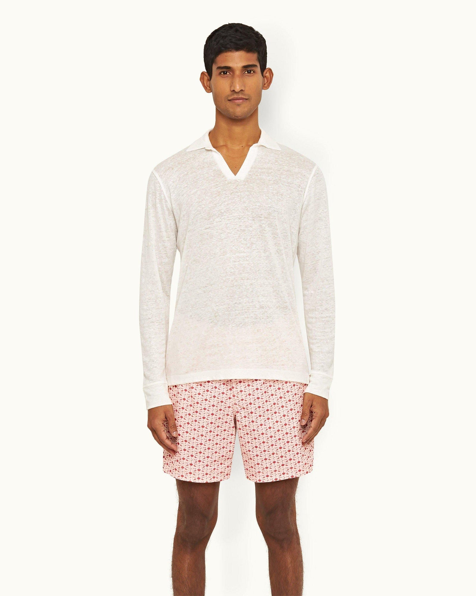 Sea Mist/Vermillion Bandana Relaxed Fit Drawcord Cotton Corduroy Shorts | Sea Mist/Vermillion
