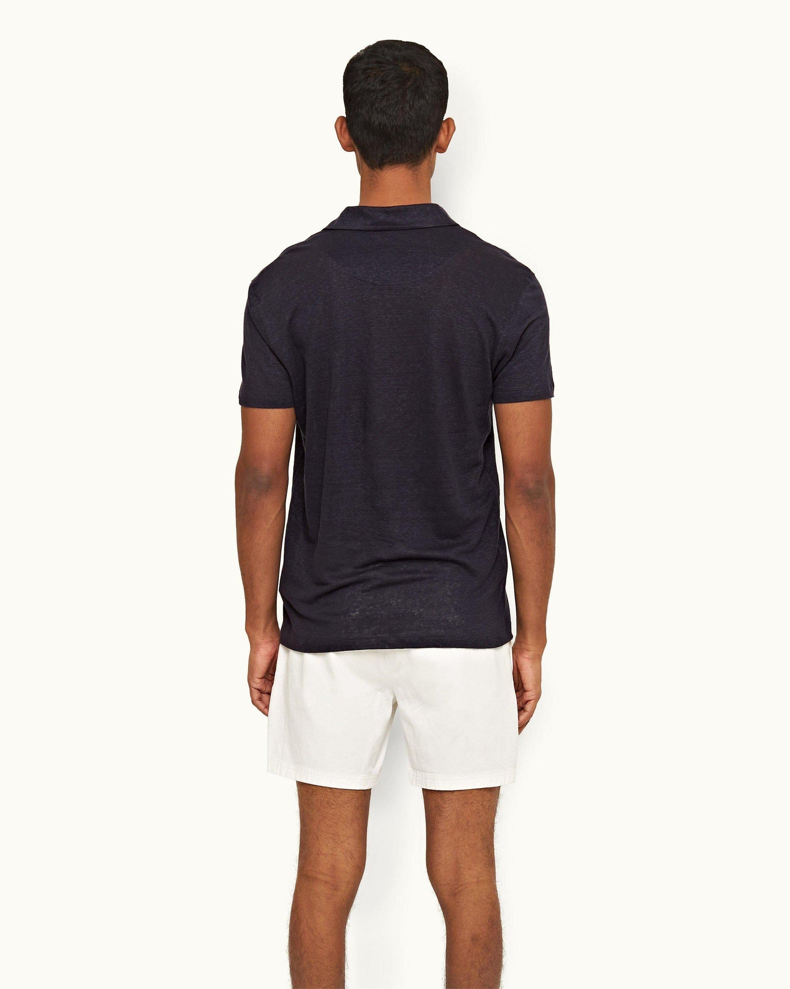 Night Iris Classic Fit Linen Polo Shirt | Night Iris