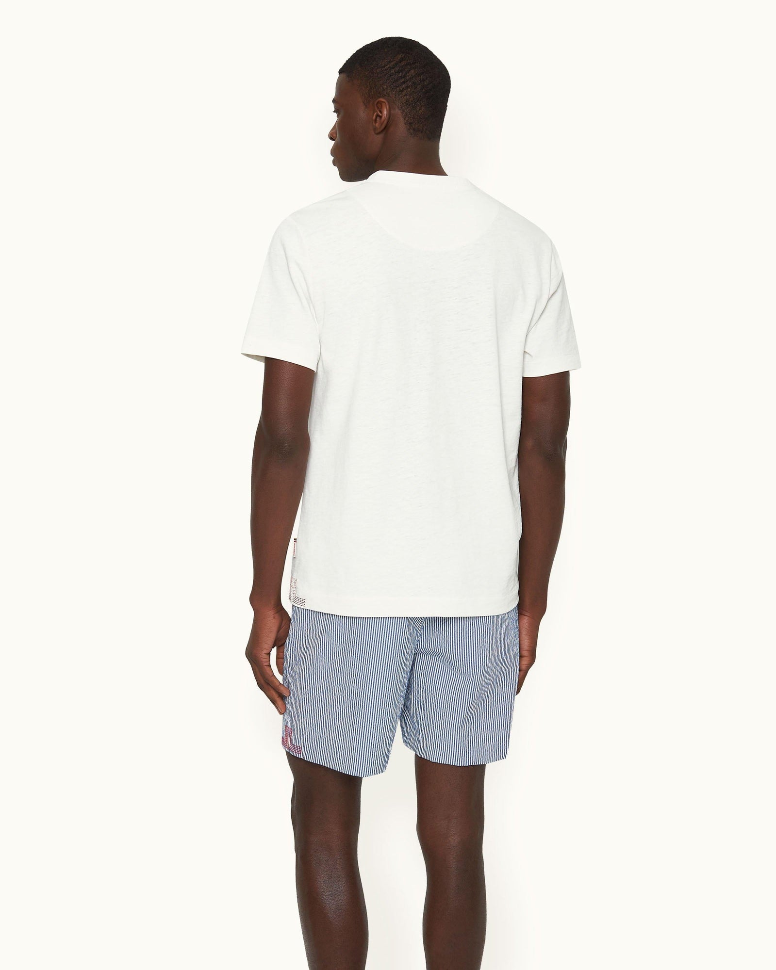 Montrose Classic Fit 3-Button Placket Cotton-Linen T-Shirt in Thasos Beach colour | Thasos Beach
