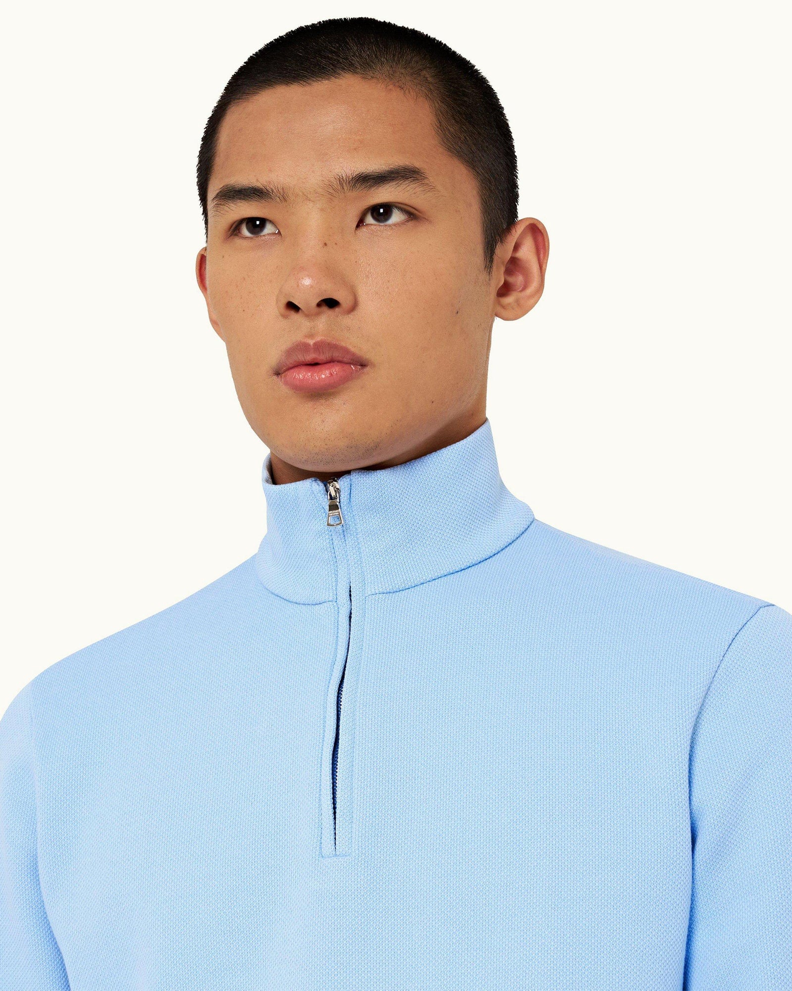 Glacier Blue Half-Zip Long-Sleeve Polo Shirt | Glacier Blue