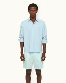 Norwich Linen Clear Sky Tailored Fit Washed Linen Shorts | Clear Sky