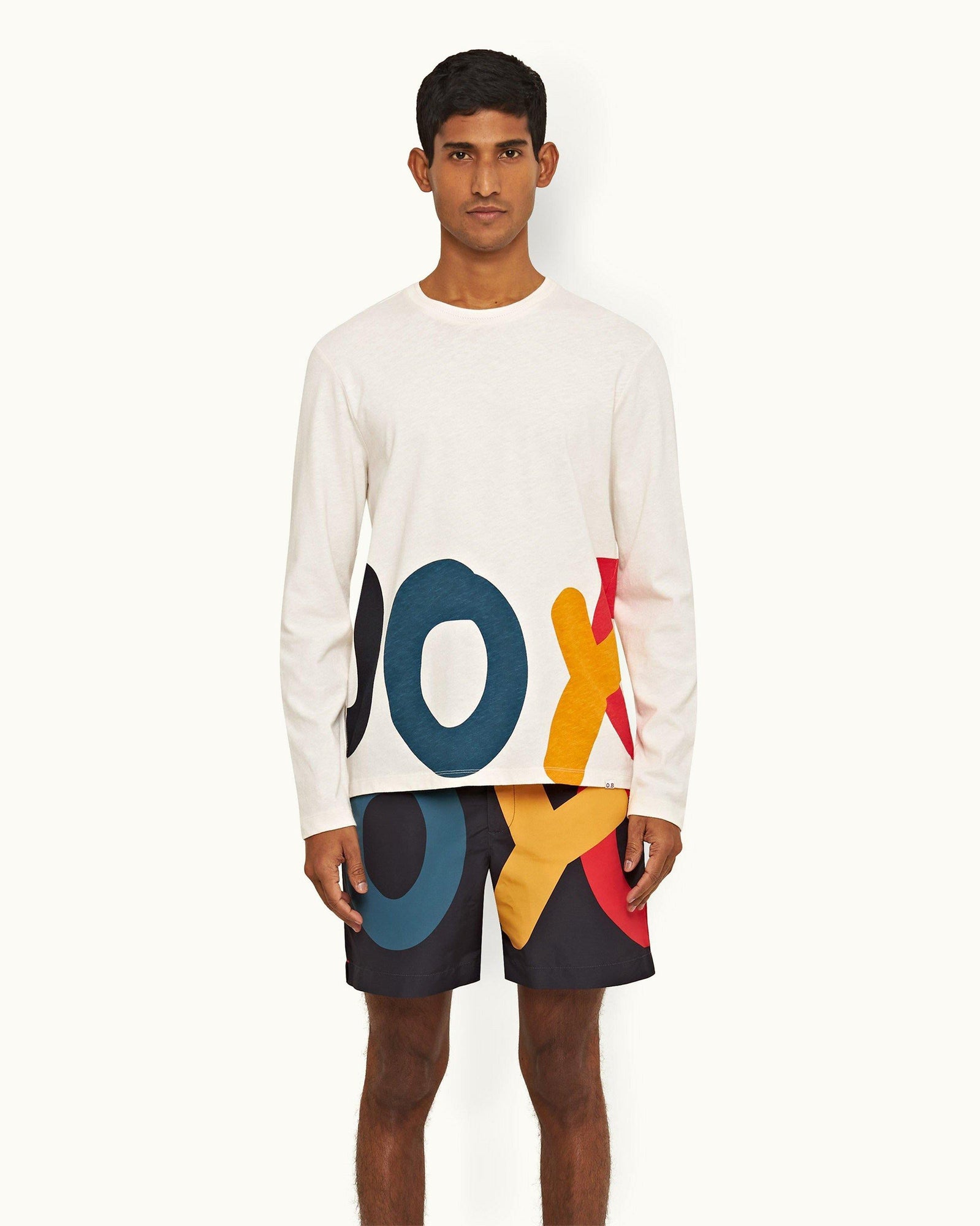 White Sand O.BUOY Classic Fit Long-Sleeve Cotton-Linen T-shirt | White Sand