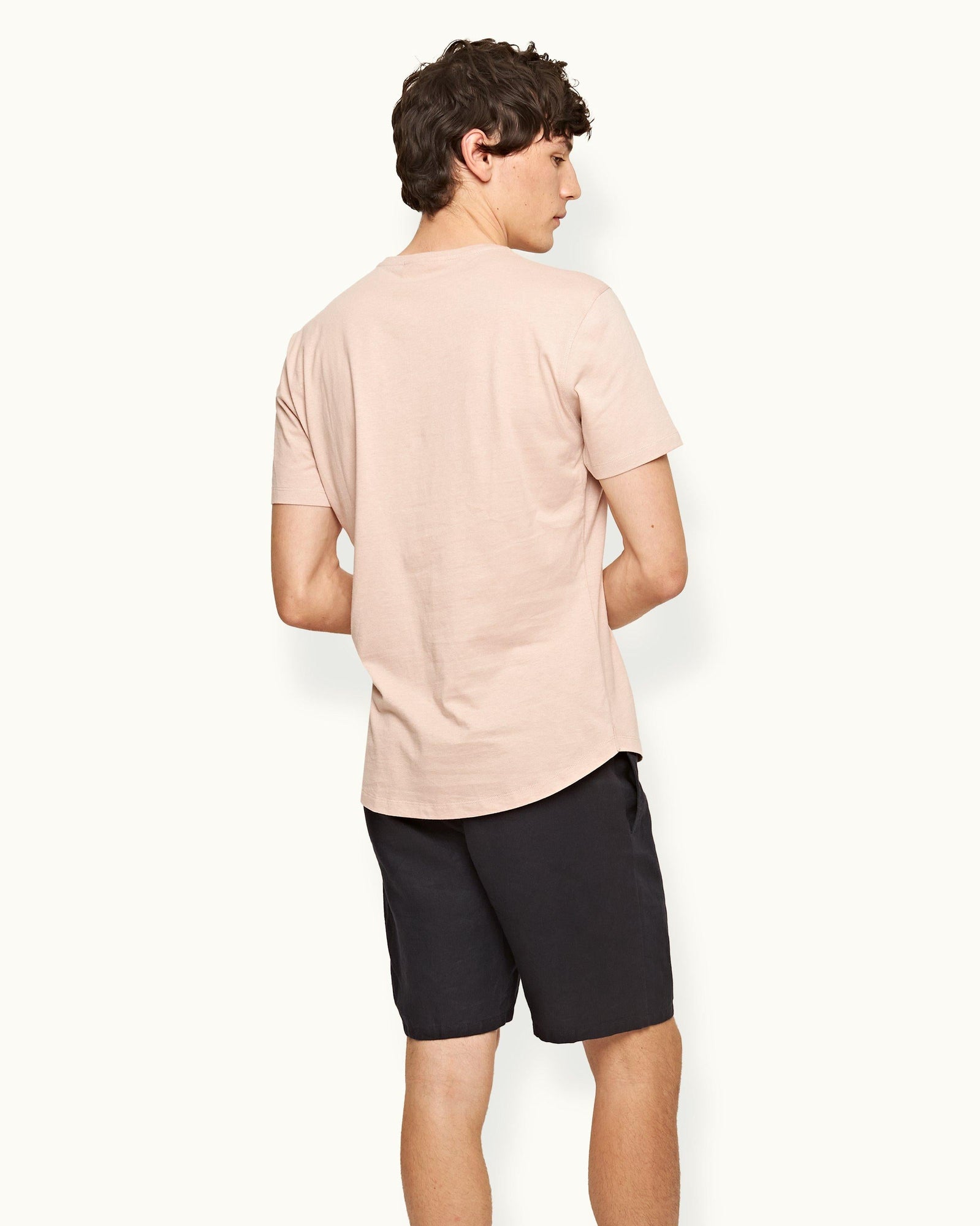Crew Neck Cotton-Silk T-shirt In Seashell Pink | Seashell Pink