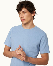 Ob-T Towelling Crew Neck Organic Cotton Towelling T-shirt In Blue Ash | Blue Ash