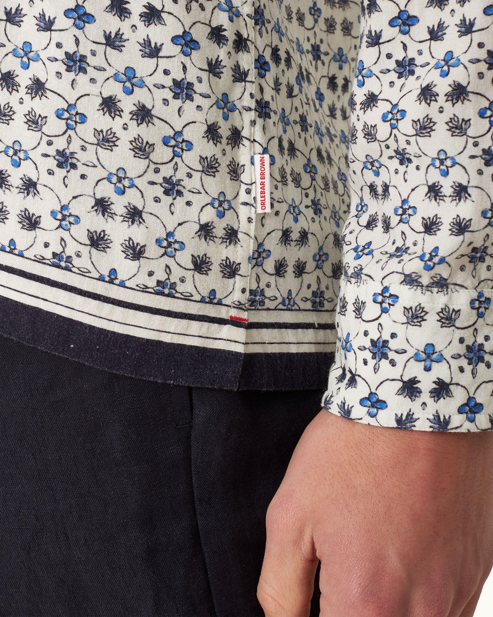 Ridley Fiore Print Relaxed Fit Resort Placket Overhead Shirt in Cashew Colour | Cashew